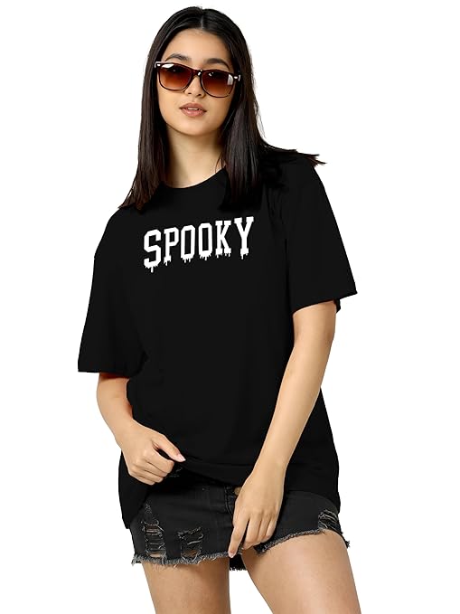 Women's Printed Cotton Blend Oversize Fit Casual T-Shirt